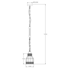 Závěsné svítidlo, kov černý matný, konopné lano hnědé, černý řetěz, Ø14cm, V:125cm, bez žárovky 1xE27, max. 60W 230V