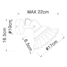 Nástěnné svítidlo, bílý kov, bílé dřevo, keramika bílá a černá, ŠxV: 17x17cm, H:22cm, bez žárovek 1xE27, max. 40W 230V