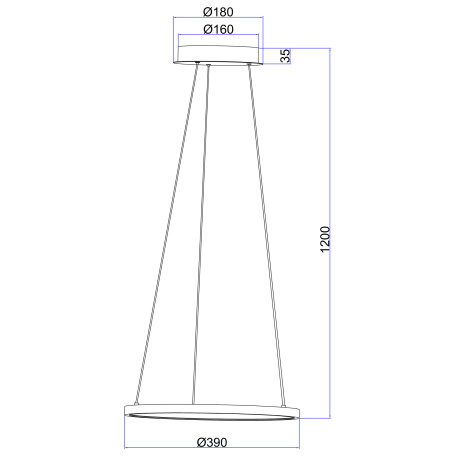 Závěsné svítidlo, kov černý matný, plast bílý, Ø39cm, V:120cm, včetně 1xLED 19W 230V, zdroj 2600lm, výstup 900lm, 3000K