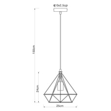 Závěsné svítidlo, kov černý matný, konopné lano hnědé, Ø25cm, V:150cm, bez žárovky 1xE27, max. 40W 230V