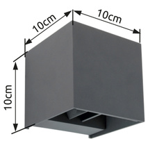 Venkovní svítidlo, hliník antracit, svítí směrem nahorů a dolů, nastavitelné lamely, IP44, ŠxV: 10x10cm, H:10cm, včetně 1xLED 7W 230V, zdroj 560lm, výstup 308lm, 3000K