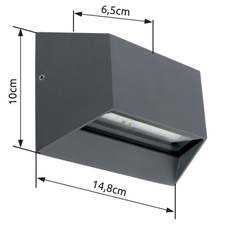 Venkovní svítidlo, hliník antracit, sklo průhledné, svítí směrem dolů, IP54, ŠxV: 15x10cm, H:6cm, včetně 1xLED 7W 230V, zdroj 630lm, výstup 400lm, 3000K
