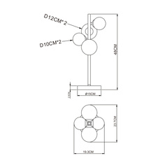 Stolní lampa, kov černý, kov mosaz, sklo jantarové, s vypínačem na kabelu, DxŠxV: 24x19x48cm, délka kabelu 2,4m, včetně 4xG9 LED 3,5W 230V, 350lm zdroj, 80lm výstup, 3000K