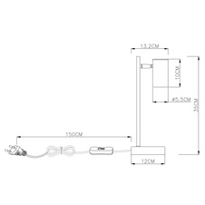 Stolní lampa, kov grafit, kov vzhled dřeva, Ø12cm, V:35cm, délka kabelu 1,5m, bez žárovky 1xGU10 max. LED 5W 230V