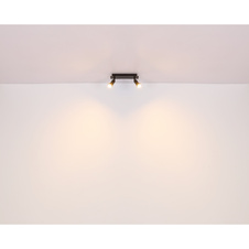 Stropní svítidlo, dřevo tmavě hnědé, kov černý, DxŠxV: 50x6x9cm, bez žárovek 4xGU10, max. 35W 230V (doporučujeme zakoupit zdroje 10804DK)