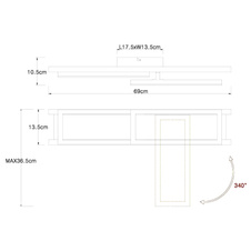 Stropní svítidlo, kov černý, MDF tmavě hnědý, plast bílý, otočné, DxŠxV: 69x37x11cm, včetně LED 20W 230V, 2100lm zdroj, 850lm výstup, 3000K