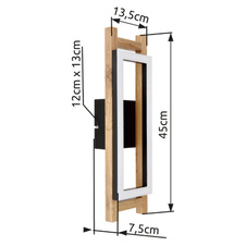 Nástěnné svítidlo, kov černý, MDF tmavě hnědý, plast bílý, ŠxV: 14x45cm, H:8cm, včetně LED 10W 230V, 1050lm zdroj, 400lm výstup, 3000K
