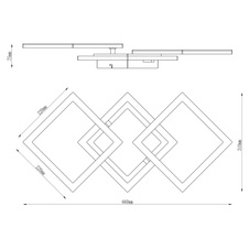 Stropní svítidlo, kov černý, dřevo tmavě hnědé, plast bílý, DxŠxV: 66x31x8cm, včetně LED 30W 230V, 3400lm zdroj, 2200lm výstup, 3000K