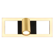 Nástěnné svítidlo kov černý matný, kov mosaz matná, plast bílý, ŠxV:130x350mm, H:150mm, včetně LED 12W 230V, 1400lm zdroj, 700lm výstup, 3000K, bez 1xGU10 LED 5W 230V