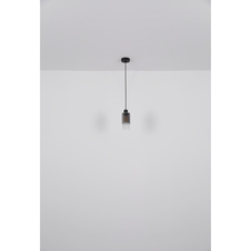 Závěsné svítidlo kov černý matný, sklo kouřové, sklo krystaly čiré, kabel PVC černý, DxŠxV:730x100x1200mm, bez žárovek 4xE27 40W 230V