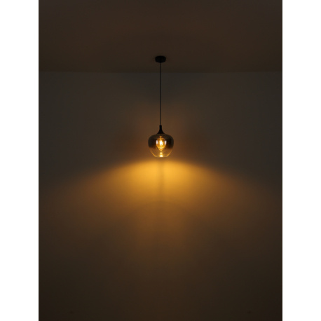 Závěsné svítidlo kov černý matný, kouřové sklo, kabel textil černý, Ø:480 mm, V:1200 mm, Ø:1x18, 1x24, 1x29cm, bez žárovek 3xE27 40W 230V