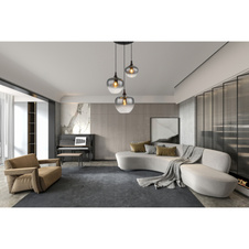 Závěsné svítidlo kov černý matný, kouřové sklo, kabel textil černý, Ø:480 mm, V:1200 mm, Ø:1x18, 1x24, 1x29cm, bez žárovek 3xE27 40W 230V