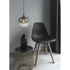 Závěsné svítidlo kov černý matný, kouřové sklo, kabel textil černý, Ø:290mm, V:1200mm, bez žárovky 1xE27 60W 230V