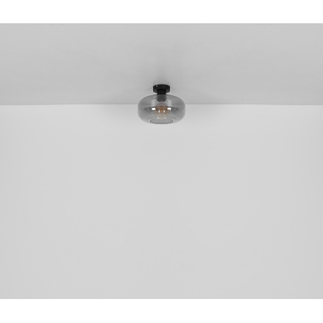 Stropní svítidlo kov černý matný, kouřové sklo, Ø:280mm, V:205mm, bez žárovky 1xE27 40W 230V