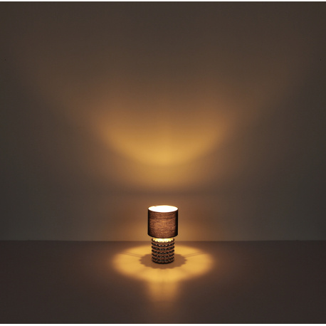 Stolní svítidlo keramické zlaté barvy, textil černý, kabel PVC černý, kolébkový vypínač na kabelu, Ø:185mm, V:330mm, délka kabelu 1500mm, bez žárovky 1xE14 40W 230V