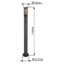 Venkovní svítidlo z nerezavějící oceli antracitové barvy, plast kouřové barvy, IP44, Ø:127mm, V:1100mm, bez žárovky 1xE27 23W 230V