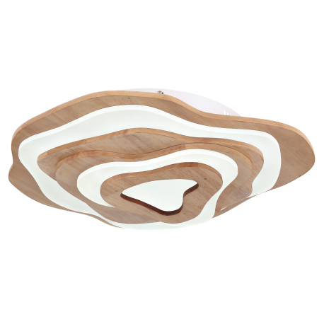 Stropní svítidlo dřevo tmavě hnědé, kov bílý, plast bílý, stmívatelné, přepínání funkcí nástěnným vypínačem, fixace barev, paměť, noční světlo, dálkové ovl., 580x500x100mm, LED 40W 230V, zdroj 480-4800lm, výstup 160-1600lm, CCT 2700-6000K