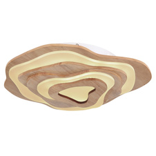 Stropní svítidlo dřevo tmavě hnědé, kov bílý, plast bílý, stmívatelné, přepínání funkcí nástěnným vypínačem, fixace barev, paměť, noční světlo, dálkové ovl., 580x500x100mm, LED 40W 230V, zdroj 480-4800lm, výstup 160-1600lm, CCT 2700-6000K