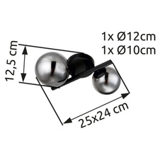 Nástěnné svítidlo kov černý matný, kouřové sklo, DxŠxV:240x250x125mm, Ø1x10cm, 1x12cm, včetně 2xG9 LED 3,5W 230V, 350lm zdroj, 80lm výstup, 3000K, včetně LED žárovek 10676