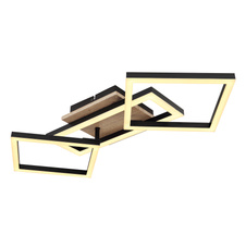 Stropní svítidlo kov černý matný, MDF, imitace tmavého dřeva, plast bílý, otočné, DxŠxV:700x310x120mm, včetně LED 24W 230V, 2750lm zdroj, 1450lm výstup, 3000K
