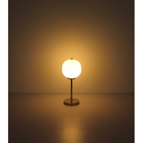 Stolní lampa kov nikl matný, sklo bílé, vypínač na kabelu, Ø:185mm, V:450mm, délka kabelu 1500mm, bez žárovky 1x E14 40W 230V
