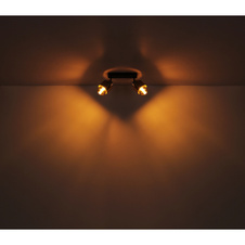 Stropní bodové svítidlo kov černý matný, sklo kouřové, mosazný kroužek, DxŠxV:650x100x125mm, bez žárovek 4x E27 40W 230V