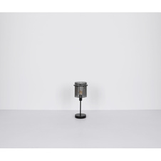 Stolní lampa, kov černý matný, skleněné tyčinky kouřové barvy, kabel PVC černý, kolébkový vypínač na kabelu, Ø:150mm, V:375mm, délka kabelu 1500mm, bez žárovky 1xE14, max. 40W 230V