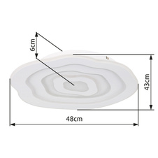 Stropní svítidlo kovové bílé matné, akryl bílý, DxŠxV:480x430x60mm, LED 24W 230V, 3000lm zdroj, 2000lm výstup, kombinovaná teplota světla 3000K a 6500K není přepínatelná