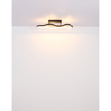 Stropní svítidlo, kov černý matný, dřevo, hliník černý, silikon bílý, DxŠxV:806x290x150mm, včetně LED 30W 230V, 3750lm zdroj, 3000K