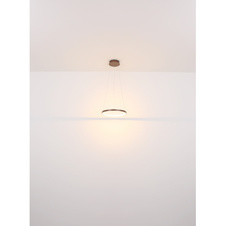 Závěsné svítidlo, kov kávová barva matná, plast bílý, kabel PVC transparentní, výškově nastavitelné, Ø:385mm, V:1200mm, včetně LED 19W 230V, 2200lm zdroj, 980lm výstup, 3000K