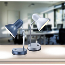 Stolní lampa, kov stříbrný, vypínač, ŠxV: 22x35cm, bez žárovky 1xE27, max. 40W 230V.