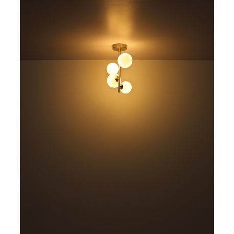 Stropní svítidlo, nikl, sklo bílé, DxŠxV:870x280x370mm, sklo Ø:5x10cm, 4x12cm včetně 9xG9 LED 3,5W 230V, 350lm zdroj, 310lm výstup, 3000K