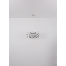 Závěsné svítidlo, kov chrom, skleněné křišťály, kouřové, čiré, Ø:610mm, V:1200mm, bez žárovek 8xG9, 8W 230V