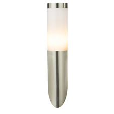 Venkovní svítidlo, nerezová ocel, plast opál, IP44, Ø76, V: 390, H: 170, bez žárovky 1xE27, max. 60W 230V.