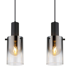 Závěsné svítidlo, kov černý, sklo kouřové, průhledné, kabel PVC černý, možnost zkrácení výšky, DxŠxV:1025x125x1500mm, bez žárovek 4xE27,max. 40W 230V