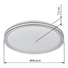 Stropní svítidlo, kov bílý, plast bílý se třpytivým efektem, plastové křišťály čiré, plastové ozdobné kroužky černé matné, ø:490mm, V:70mm, včetně LED 24W 230V, 2500lm zdroj, 1800lm výstup, 3000K