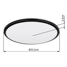 Stropní svítidlo, plast černý, plast bílý, ø:350mm, V55 mm, včetně LED 18W 230V, zdroj 2050lm, výstup 950lm, 3000K