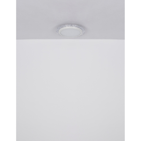 Stropní svítidlo, kov bílý, plastové křišťály čiré, plast bílý se třpytivým efektem, ø:400mm, V:60mm, včetně LED 22W 230V, zdroj 2380lm, výstup 1460lm, 3000K