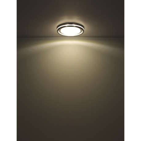 Stropní svítidlo, kov bílý, plast šedý, akryl bílý, se třpytivým efektem, plast chromovaný, stmívatelné, několik úrovní pomocí nástěnného vypínače, paměť, dál.ovládání, ø:478mm H:67mm,LED 30W 230V, zdroj 400-3600lm, výstup 200-1700lm, 2700-6500K