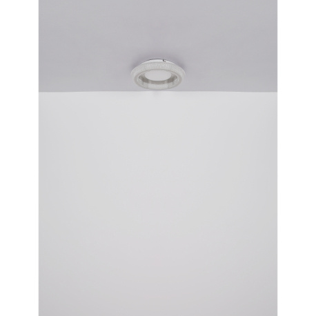 Stropní svítidlo, matný bílý kov, čiré akrylové křišťály, akryl bílý, kov nikl matný, několik úrovní pomocí nástěnného vypínače, paměťová funkce, ø:400mm, V85 mm, LED 36W 230V, zdroj 4105lm, výstup 2600lm, zmena barvy světla 2700/4000/6000K