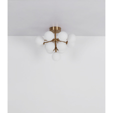 Stropní svítidlo, kov černý, skleněné koule kouřové barvy, ø:560mm, V:430mm, bez žárovek 13xG9 LED, max. 5W 230V
