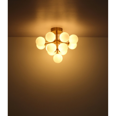 Závěsné svítidlo, kov nikl, sklo bílé, černý textilní kabel, ø:560mm, V:1200mm, bez žárovek 13xG9 LED, max. 2 5W 230V