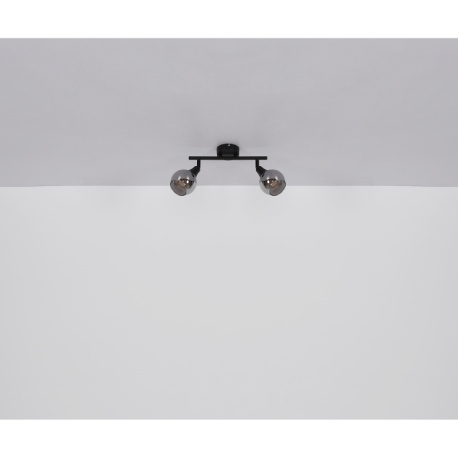 Stropní svítidlo, černý kov, sklo kouřové barvy, DxŠxV:450x90x166mm, bez žárovek 3xE14, max. 40W 230V