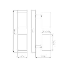 Stropní svítidlo, kov zlatý broušený, DxŠxV:260x60x120mm, bez žárovek 2xGU10, max. 35W 230V