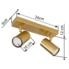 Stropní svítidlo, kov zlatý broušený, DxŠxV:260x60x120mm, bez žárovek 2xGU10, max. 35W 230V