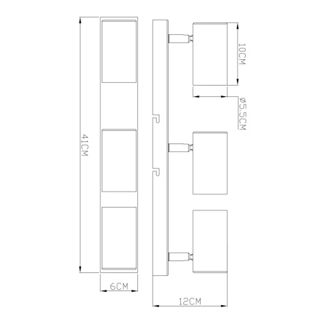Stropní svítidlo, kov zlatý broušený, DxŠxV:410x60x120mm, bez žárovek 3xGU10, max. 35W 230V