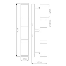 Stropní svítidlo, kov zlatý broušený, DxŠxV:410x60x120mm, bez žárovek 3xGU10, max. 35W 230V