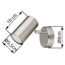 Nástěnné svítidlo, kov nikl, chrom, ŠxV:80x100mm, H:120mm, bez žárovky 1xGU10, max. 25W 230V
