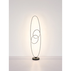 Stojací svítidlo, kov černý, hliník černý matný, plast bílý, kabel PVC černý, vyínač na kabelu, krokový spínač, fixace barev, paměťová funkce, DxŠxV:290x200x1220mm, délka kabelu 1800mm, včetně LED 39W 230V, výstup 1890lm, 2700/4000/6500K