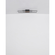 Stropní svítidlo, kov černý, MDF vzhled dřeva tmavý, hliník černý, plast bílý, chrom, polohovatelné, DxŠxV:800x600x80mm, rozměry obdélníků: 13x60cm, včetně LED 30W 230V, zdroj 3240lm, výstup 1370lm, 3000K